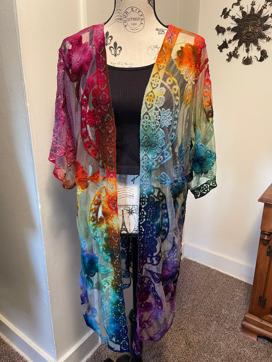 LG/XL Rainbow Lace Kimono