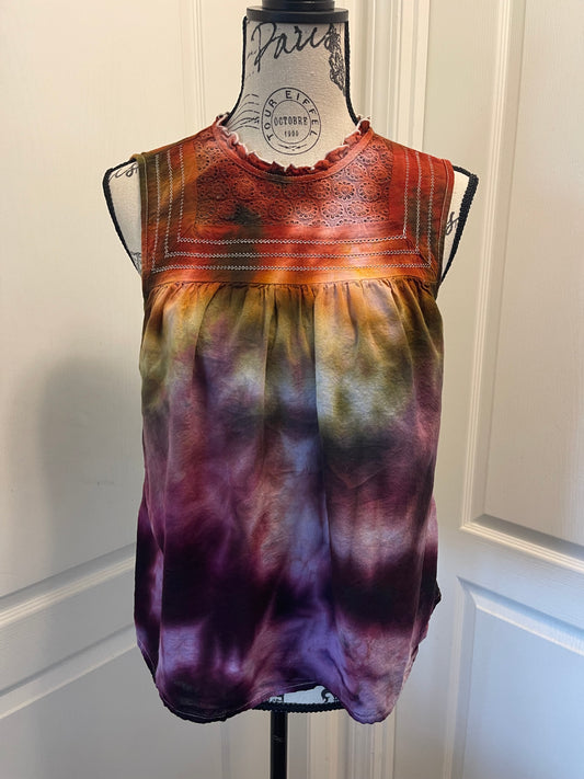 Small Embroidered Top in Earthy Rainbow