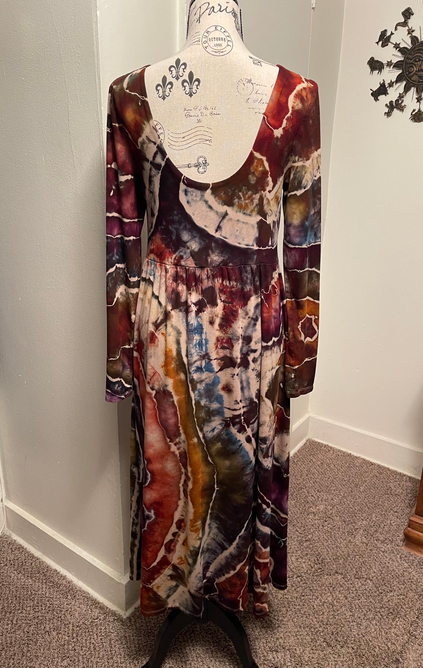 Large Earthy Rainbow Geode Midi Dress