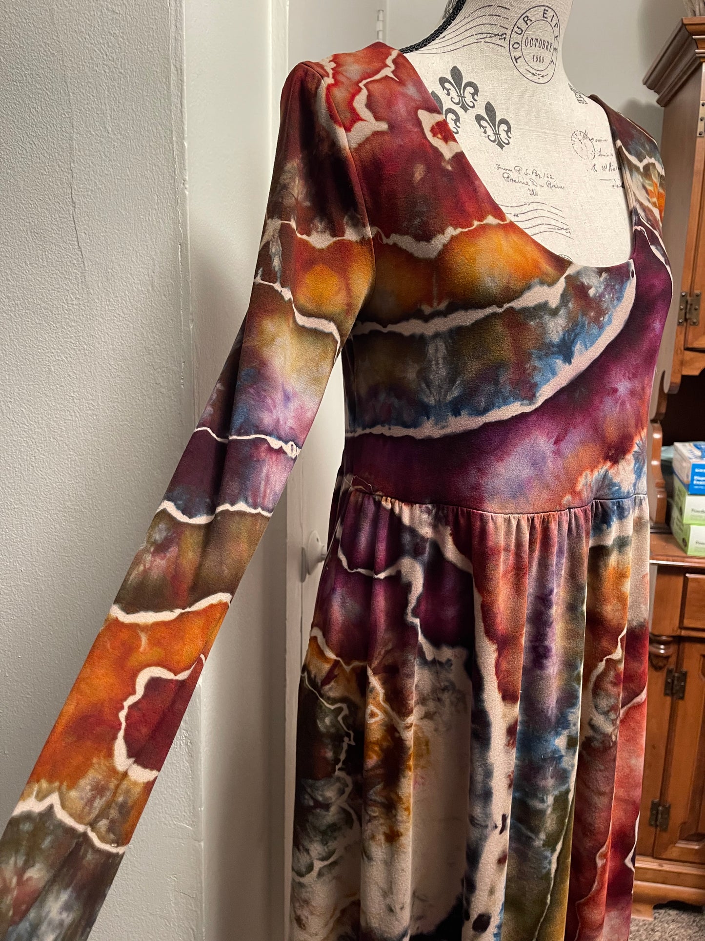 Large Earthy Rainbow Geode Midi Dress