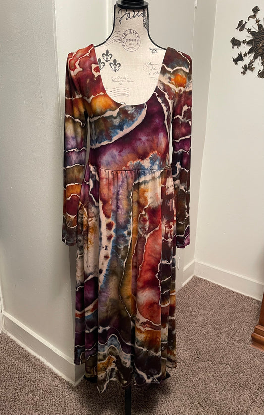 Large Earthy Rainbow Geode Midi Dress