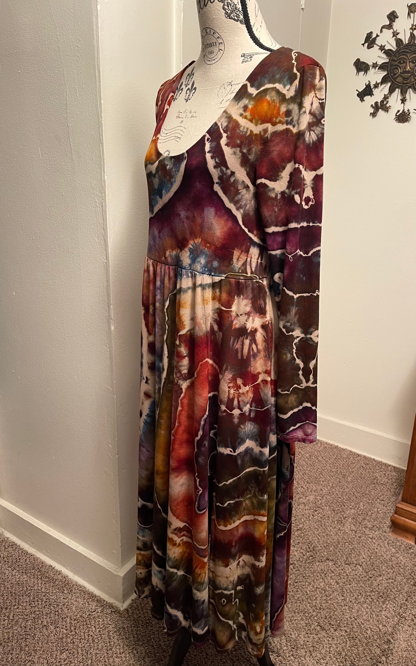 Large Earthy Rainbow Geode Midi Dress